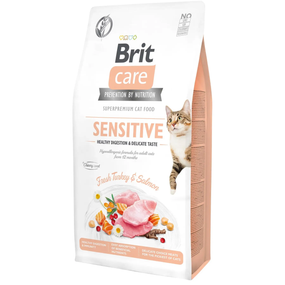 Сухий корм Brit Care Cat GF Sensitive HDigestion & Delicate Taste для дорослих котів індичка та лосось, 7 кг
