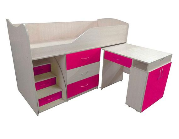Ліжко-кімната Bed Room-5 колір малина (рожевий), висувні сходи-комод, висувний стіл, вибір кольору фасадів | Зображення 2
