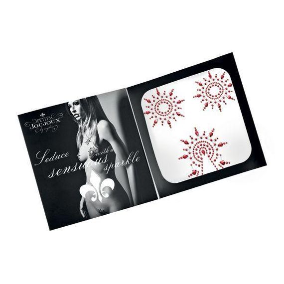 Пэстис из кристаллов Petits Joujoux Gloria set of 3 - Red, украшение на грудь и вульву | Зображення 2