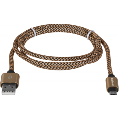 Дата кабель USB 2.0 AM to Micro 5P 1.0m USB08-03T gold Defender (87800) (87800) | Зображення 1