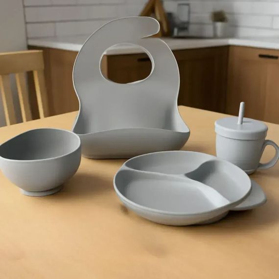 Набір дитячого посуду, 6 предметів / Набір дитячого силіконового посуду | Зображення 3