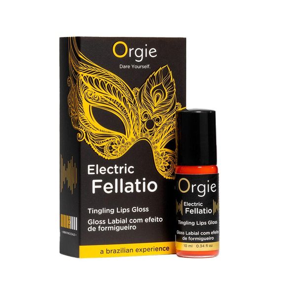 Блиск для губ з ефектом вібрації Orgie Electric Fellatio Lips Gloss, 10 мл, смак фруктового асорті Sex Aura