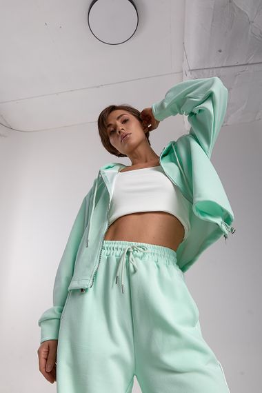 Вільний спортивний костюм з капюшоном - м'ятний цвет, M (є розміри) | Зображення 3
