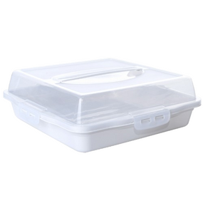 Тортовница квадратная пластик белая роза/прозрачный Алеана