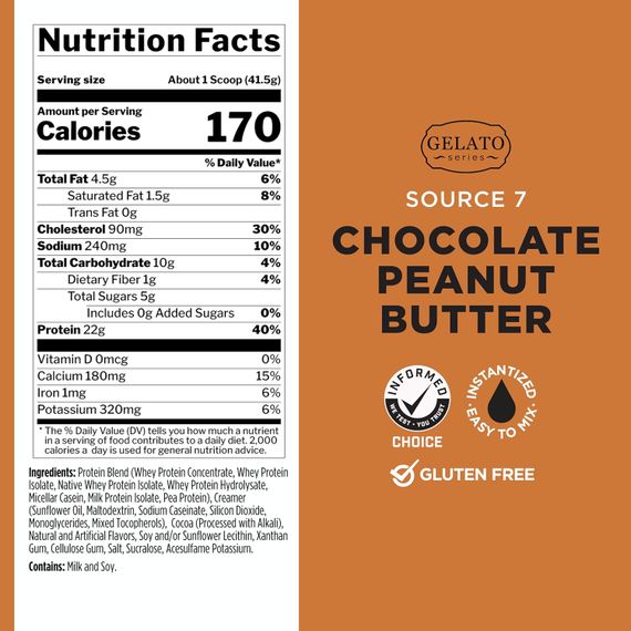 Протеин Rule One Source 7 Protein 908 г, Chocolate Peanut Butter Gelato | Зображення 1