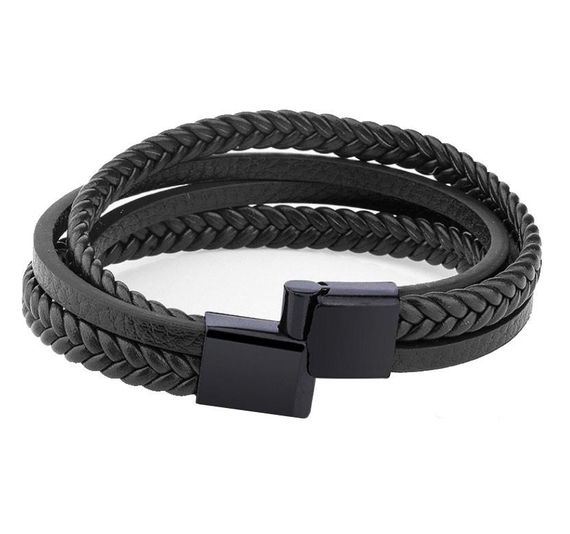 Мужской кожаный браслет Primo Rope 20.5 с магнитной застежкой - Black | Зображення 2