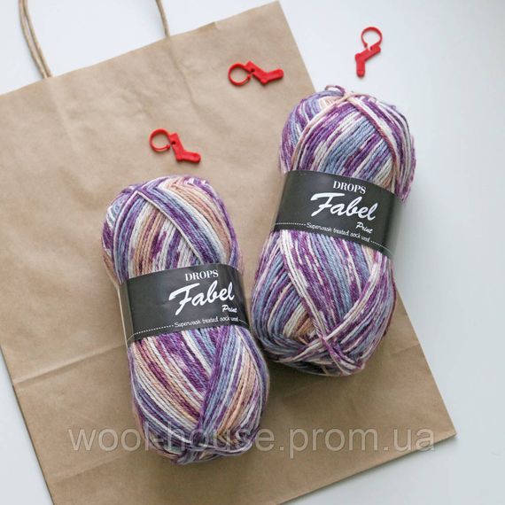 Шкарпеткова пряжа Drops Fabel - Print, 904 lavendel