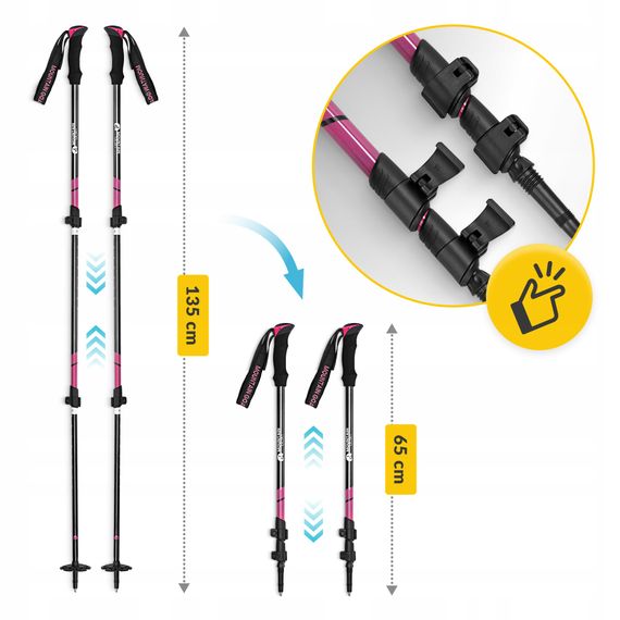 Трекінгові палиці Mountain Goat Peak+ 65-135 см Black/Pink (P-5905973404648) | Зображення 7