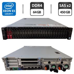 Сервер Dell PowerEdge R730xd 24SFF 2U Rack / 2x Intel Xeon E5-2690 v4 (14 (28) ядер по 2.6 - 3.5 GHz) / 64 GB DDR4 / 2x 450 GB SAS / Matrox G200eR2 / 2x 750W б/у