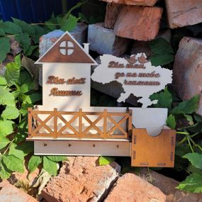 Настінна ключниця з дерева Дерев’яний органайзер для ключів Тримач для зберігання Персоналізація