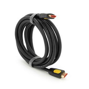 Кабель Merlion HDMI-HDMI V-Link High Speed 3.0m, 4K, v2,0, OD-8.2mm, круглий Black, конектор Black/Yellow, Blister-box, Q80