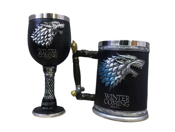 Подарунковий набір Кухоль Чашка Бокал 3D Гра Престолів Game Of Thrones Winter is Coming Stark Будинок Старків | Зображення 1