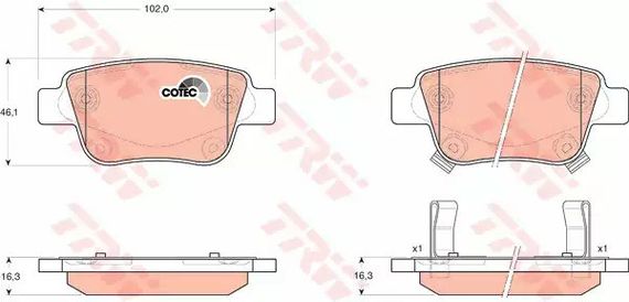 Колодки гальмівні дискові TOYOTA Avensis/Avensis Estate/Wagon/Corolla Verso, TRW (GDB3337)