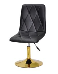 Стілець Melvin (Fred) GD-Base, на золотій круглій нозі-опорі, з регулюванням висоти, м'яке сидіння екошкіра колір чорний