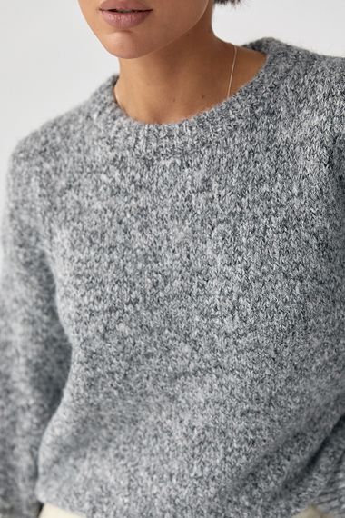 В'язана вільна кофта меланж - сірий цвет, ONE SIZE (є розміри) | Зображення 3
