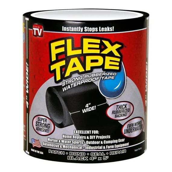 Водонепроницаемая изоляционная лента 200×10см, Flex Tape 2, Черный / Универсальный ремонтный скотч / Клейкая лента сверхпрочная | Зображення 5