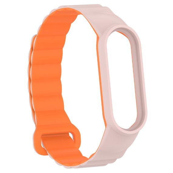 Ремінець Dual-color Magnetic для Xiaomi Mi Band 7/6/5/4/3 Light Pink / Orange | Зображення 2