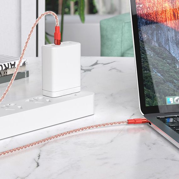 Дата кабель Hoco X99 Crystal Junction Type-C to Type-C 60W (1m) Red | Зображення 4