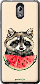 Чохол на Nokia 3.1 Єнотик з кавуном "4605u-1530-2448"