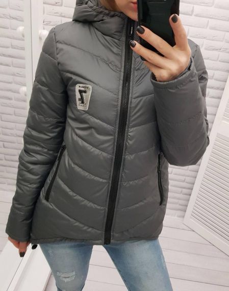 Жіноча демісезонна куртка з емблемою, арт.210/7, графіт | Зображення 3