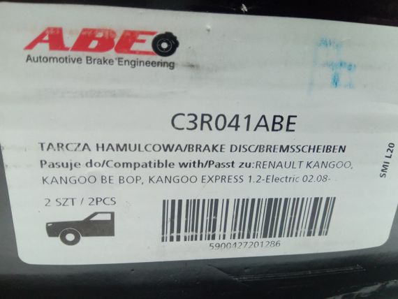 Диск гальмівний Kangoo D280 мм, ABE (C3R041ABE) вентильовані 1 шт (7701209839) | Зображення 2