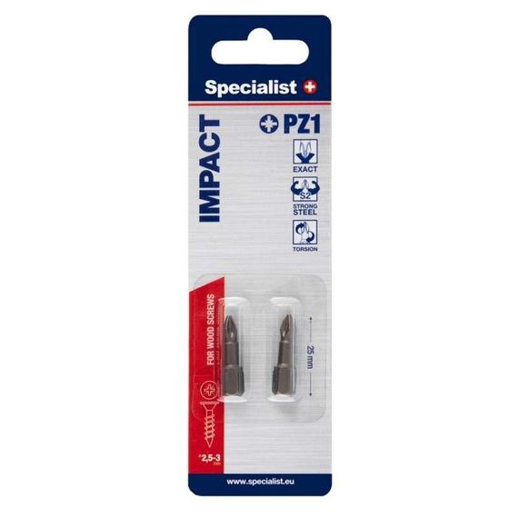 Вставка-отвертка бита Specialist+ PZ1x25 ударная, 2 шт | Зображення 1