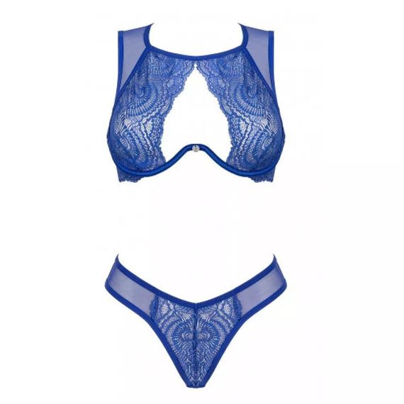 Комплект сексальної білизни XS/S Giselia Obsessive з мереживом синій | Зображення 2