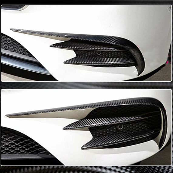 Накладки на передній бампер (для AMG-Line/E43 AMG 2016-2019, Карбон) для Mercedes E-сlass W213 рр | Зображення 3