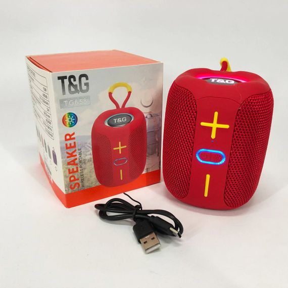Портативна Bluetooth колонка TG658 8W з RGB підсвічуванням, колонка для вечірки. Колір: червоний | Зображення 9