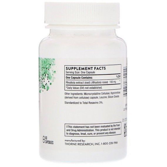 Радиола Thorne Research Rhodiola 60 Caps | Зображення 1