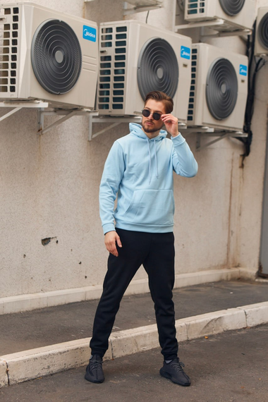 Костюм зима двоколірника чорно-блакитний S