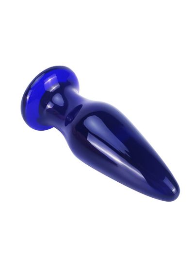 Скляна анальна пробка із вібрацією ToyJoy Buttocks конічної форми, синя Sex Aura | Зображення 2