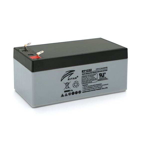 Акумуляторна батарея AGM RITAR RT1232, Gray/Black Case, 12V 3.2Ah (133 х 67х 59 (63) ) Q10 | Зображення 1