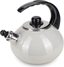 Чайник емальований Kamille "Boiling Water" 2.5л зі свистком, бежевий глянець