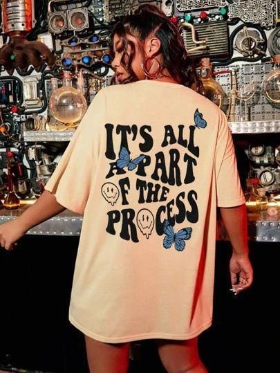 Футболка женская с принтом повседневная S Бежевая