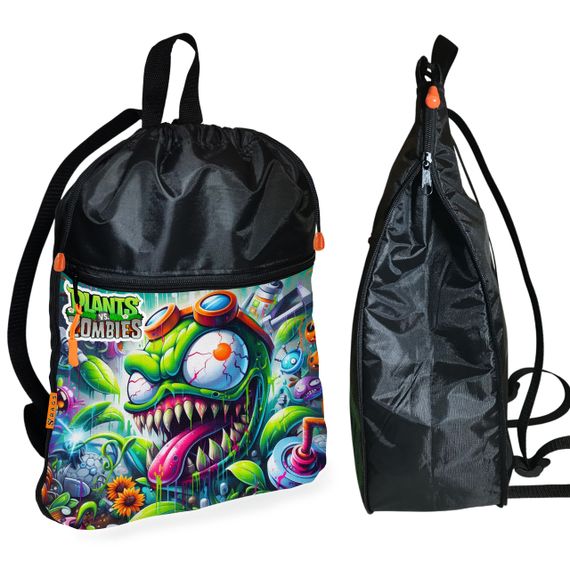 Рюкзак-мешок для обуви,спортивной формы Растения Против Зомби детская сумка для сменки с расширителем (01379)