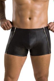 Чоловічі шкіряні боксери з блискавками Passion 049 SHORT MATT S/M Black sexstyle