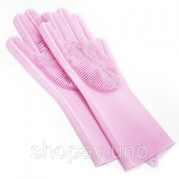 Силіконові рукавички Magic Silicone Gloves Pink для прибирання чистки миття посуду для будинку. Колір рожевий FD-83