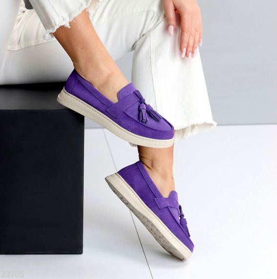 Яркие фиолетовые замшевые лоферы натуральная замша цвет в ассортименте | Зображення 2