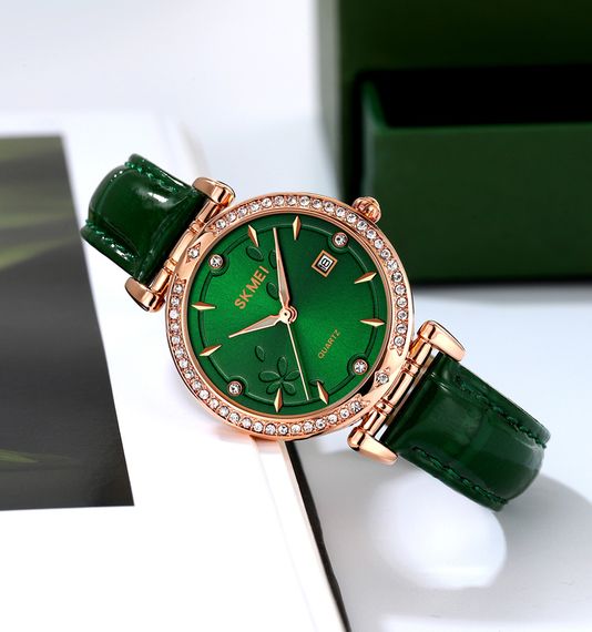 Класичний жіночий годинник Skmei 2169RGGN Rose Gold-Green | Зображення 3