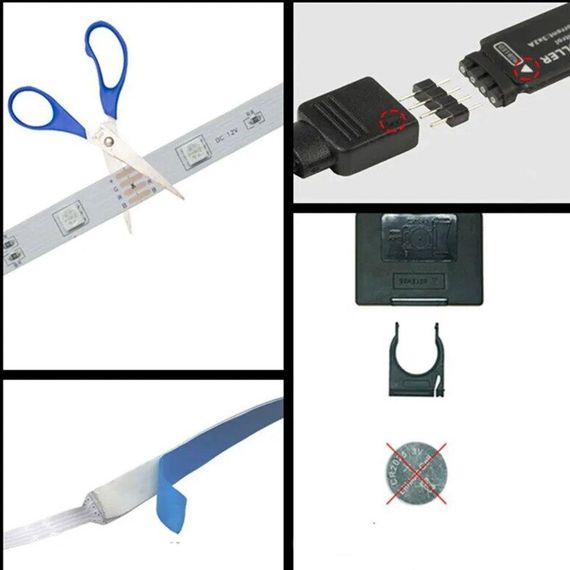 Светодиодная RGB лента 5м, 3528 с пультом и блоком питания / Многоцветная LED лента самоклеющаяся | Зображення 2