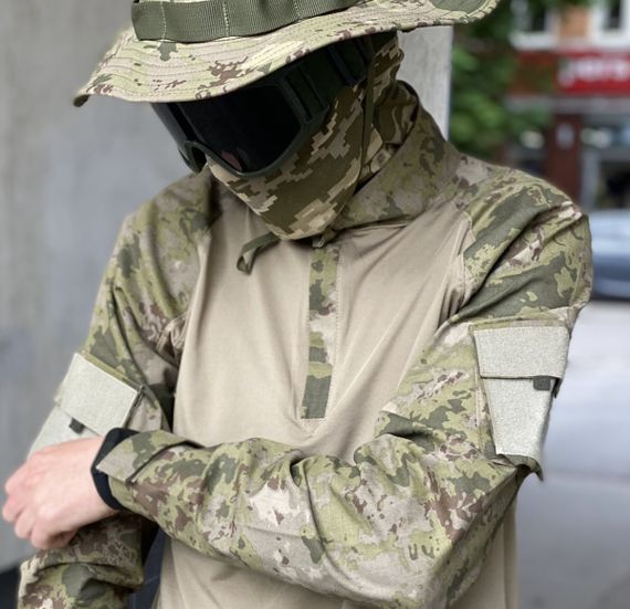 Сорочка чоловіча військова тактична з липучками під шеврони Убакс Туреччина 6583 M хакі