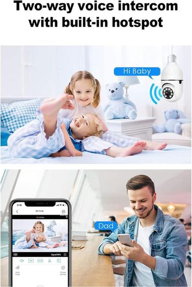 Безпровідна WiFi камера SH-RuiDu, панорамна камера безпеки у формі лампочки з двостороннім зв'язком для дому | Зображення 7