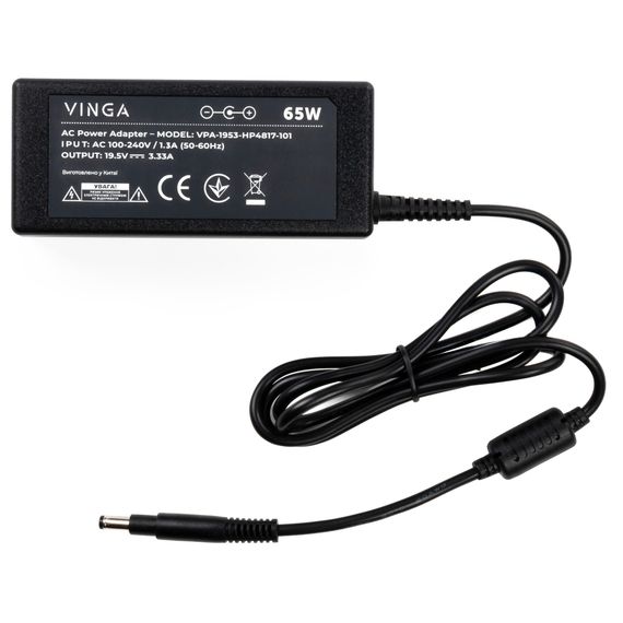 Блок живлення до ноутбуку Vinga HP 65W 19.5V 3.3А 4.8*1.7 long (VPA-1953-HP4817-101) | Зображення 2