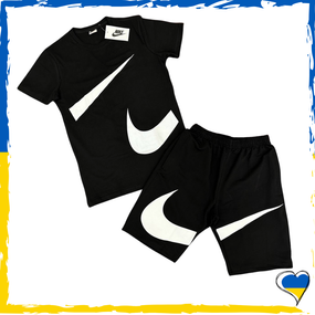 Комплект шорти Nike Big Swoosh + футболка Nike чорна. XS S M L XL XXL
