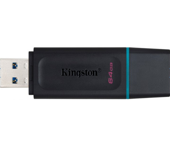 Флешка 64Гб USB 3.2 чорний/блакитний DT Exodia Kingston | Зображення 1