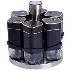 Набор баночек для специй 6 шт на поставке по 120 мл карусель Черный HP-1308