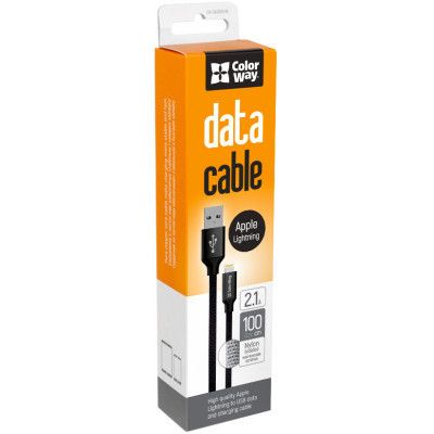 Дата кабель USB 2.0 AM to Lightning 1.0m black ColorWay (CW-CBUL004-BK) | Зображення 2