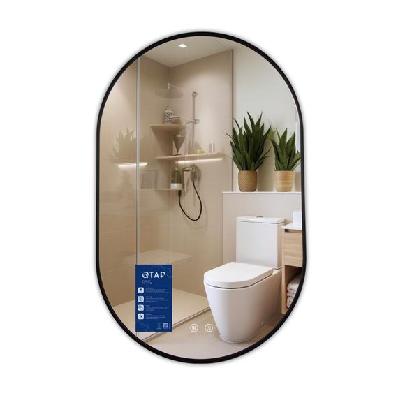 Зеркало Qtap Scorpio (SC1) с LED-подсветкой Touch, с антизапотеванием, с диммером, рег. темп цвета (3000-6500K) Black