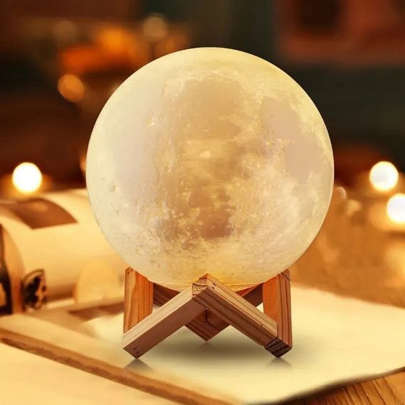 Ночник на батарейках Moon Lamp 13 см, Лампа ночник для дома детский для новорожденных XY-59 | Зображення 4